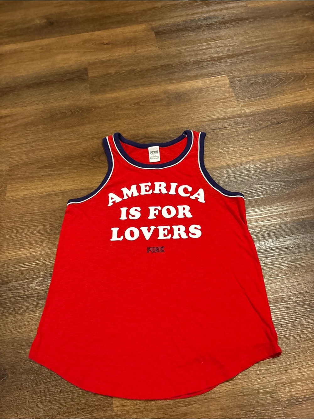 PINK Victoria's Secret Red 'America Is For Lovers' Tank Top